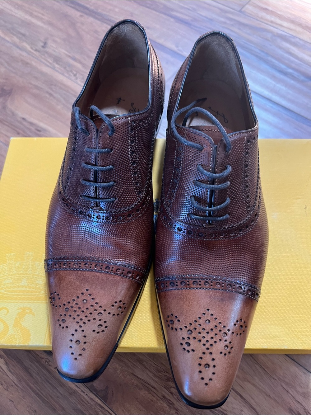 Men's Brown lizard skin Leather Brogue Oxford Shoes
